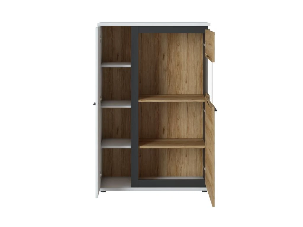 Vitrine Avec 2 Portes - Naturel Et Blanc - NISUKA 5 Vitrine Avec 2 Portes - Naturel Et Blanc - NISUKA â Image 3