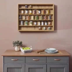 COLLECT - Vitrine Murale 5 Compartiments Aspect Chêne