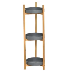 Etagère 3 Niveaux Ronds Noumea Bambou Gris - Gris