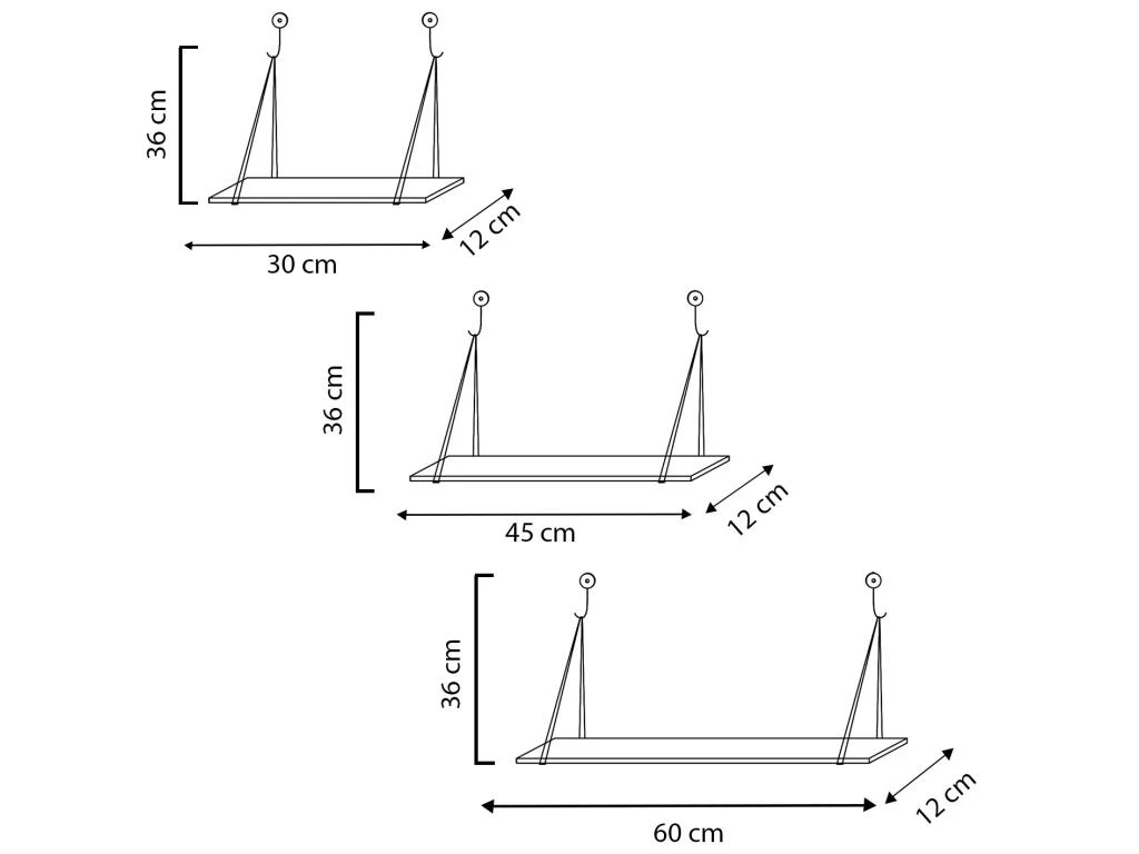 Set De 3 étagères Murales Airas En Métal Noir Et Bois De Paulownia 6 Set De 3 étagères Murales Airas En Métal Noir Et Bois De Paulownia – Image 4