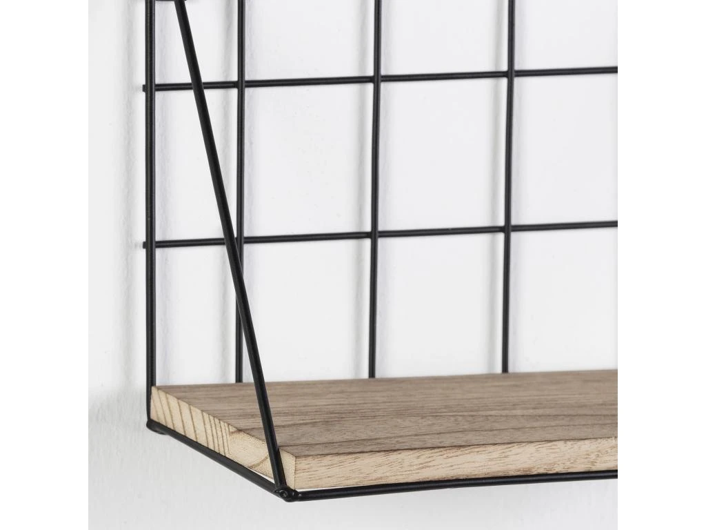Set De 3 étagères Murales Amede Métal Noir Et Bois Paulownia 5 Set De 3 étagères Murales Amede Métal Noir Et Bois Paulownia – Image 3