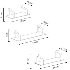 Set De 3 étagères Murales Bemol En Métal Noir Et Bois De Paulownia -Pas Cher Mobiliora Magasin bibliotheque vitrine et etagere 12516195