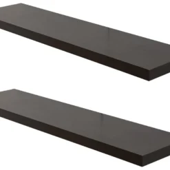 Set De 2 Etagères Bois Modernes Marron Foncé 3,8x100x25