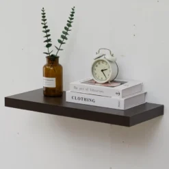 Set De 2 Etagères Murales Moderne Marron Wengè Mdf 3,8x60x25