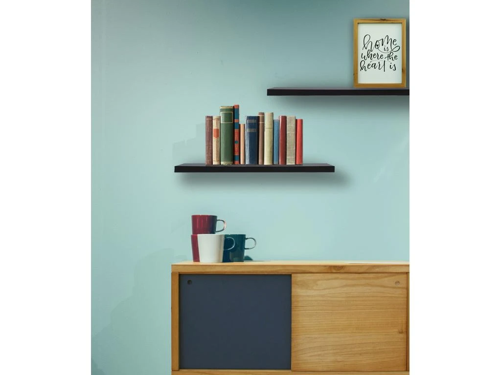 Set De 2 Etagères Murales Moderne Marron Wengè Mdf 3,8x60x25 4 Set De 2 Etagères Murales Moderne Marron Wengè Mdf 3,8x60x25 – Image 2