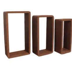 Lot 3 Etagere Biblioteque Rectangle Bois Sombre Vintage 24x41x9 -Pas Cher Mobiliora Magasin bibliotheque vitrine et etagere 12518945