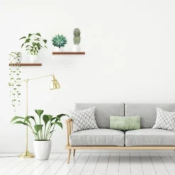 Set 2 Etagères Murales Mdf 25x25 Cm Bois Clair Design Moderne