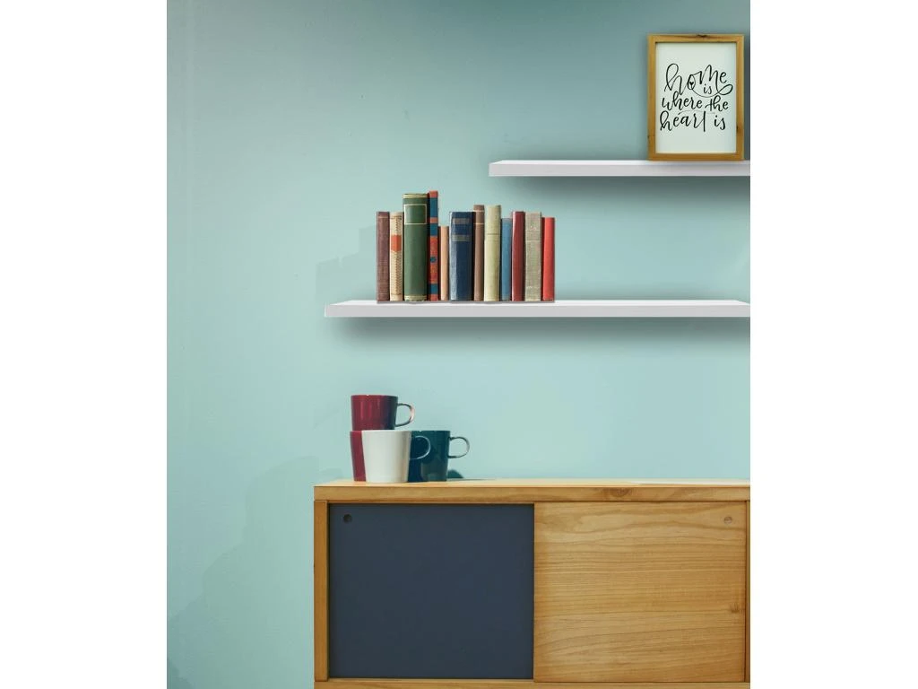 Set 2 Étagères Blanches Bois Mdf Chambre Moderne 3,8x100x25 3 Set 2 Étagères Blanches Bois Mdf Chambre Moderne 3,8x100x25