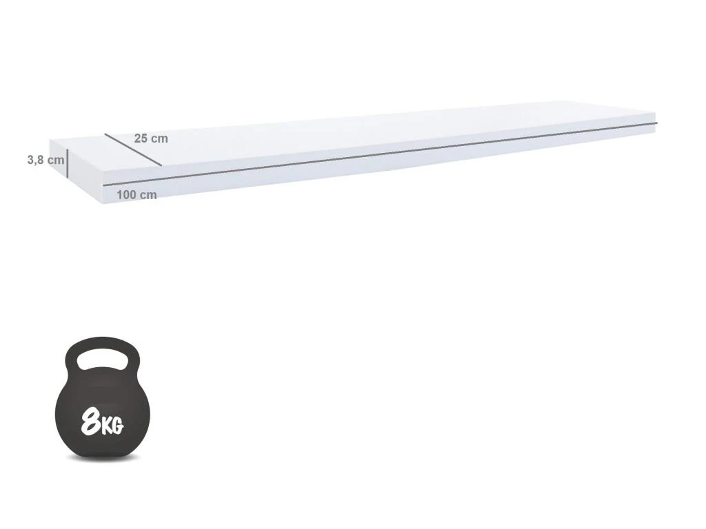 Set 2 Étagères Blanches Bois Mdf Chambre Moderne 3,8x100x25 5 Set 2 Étagères Blanches Bois Mdf Chambre Moderne 3,8x100x25 – Image 3