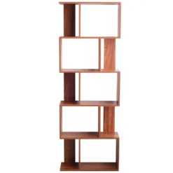 Bibliotheque 5 Etageres Marron Noyer Mdf Bureau 169x60x24 -Pas Cher Mobiliora Magasin bibliotheque vitrine et etagere 12521779
