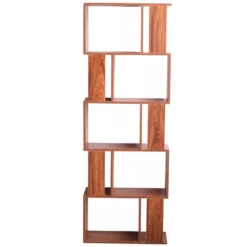 Bibliotheque 5 Etageres Marron Noyer Mdf Bureau 169x60x24 -Pas Cher Mobiliora Magasin bibliotheque vitrine et etagere 12521787