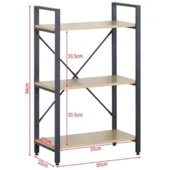 Bibliothèque 3 étagères En Métal Et Bois Noir Beige Design Moderne -Pas Cher Mobiliora Magasin bibliotheque vitrine et etagere 12521835