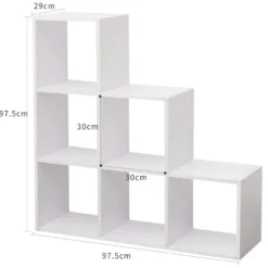 Etagère Bibliothèque Blanc Bois 6 Niveaux Salon 97,5x97,5x29 Cm 9 Etagère Bibliothèque Blanc Bois 6 Niveaux Salon 97,5x97,5x29 Cm -Pas Cher Mobiliora Magasin bibliotheque vitrine et etagere 12521887