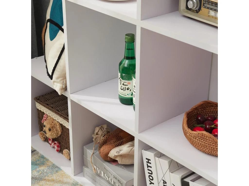 Etagère Bibliothèque Blanc Bois 6 Niveaux Salon 97,5x97,5x29 Cm 6 Etagère Bibliothèque Blanc Bois 6 Niveaux Salon 97,5x97,5x29 Cm – Image 4