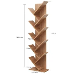 Bibliothèque Etagère 10 Etagères Bois Marron Moderne 160x44,5x22 -Pas Cher Mobiliora Magasin bibliotheque vitrine et etagere 12521911