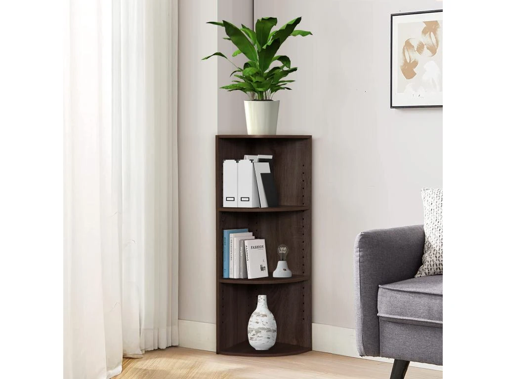 Bibliothèque D'Angle Wenge Aggloméré 3 Étagères Modulaires 3 Bibliothèque D'Angle Wenge Aggloméré 3 Étagères Modulaires