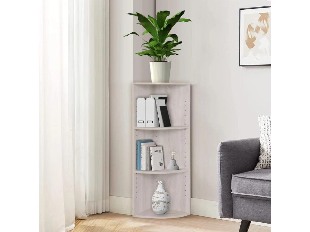 Étagère D'Angle Aggloméré Gris Sapin 3 Étagères Modulaires 3 Étagère D'Angle Aggloméré Gris Sapin 3 Étagères Modulaires