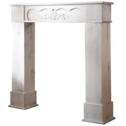 Cadre Decoratif Manteau De Chemineee Bois Blanc 99x104x21 -Pas Cher Mobiliora Magasin bibliotheque vitrine et etagere 12522125