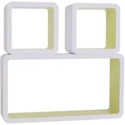 3 X Etagere Sospendu Mur Bibliotheque Bois Blanc 20x36x9