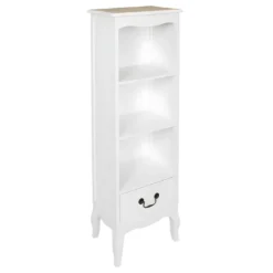 SYLVA - Meuble Bibliothèque Vintage Blanc Plateau Effet Bois