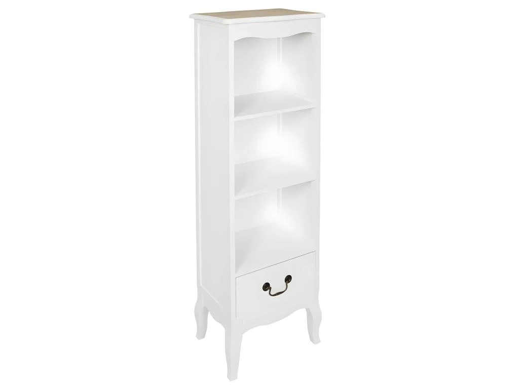 SYLVA - Meuble Bibliothèque Vintage Blanc Plateau Effet Bois 3 SYLVA - Meuble Bibliothèque Vintage Blanc Plateau Effet Bois