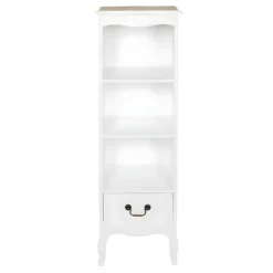 SYLVA - Meuble Bibliothèque Vintage Blanc Plateau Effet Bois 9 SYLVA - Meuble Bibliothèque Vintage Blanc Plateau Effet Bois -Pas Cher Mobiliora Magasin bibliotheque vitrine et etagere 12599133