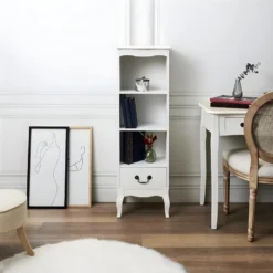 SYLVA - Meuble Bibliothèque Vintage Blanc Plateau Effet Bois 10 SYLVA - Meuble Bibliothèque Vintage Blanc Plateau Effet Bois -Pas Cher Mobiliora Magasin bibliotheque vitrine et etagere 12599135