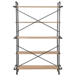 Étagère Armoire Meuble Design Bibliothèque Bois De Sapin Massif Et Acier 180 Cm 2702052/2 -Pas Cher Mobiliora Magasin bibliotheque vitrine et etagere 12656159