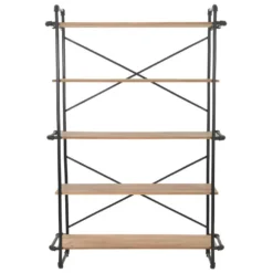 Étagère Armoire Meuble Design Bibliothèque Bois De Sapin Massif Et Acier 180 Cm 2702052/2 -Pas Cher Mobiliora Magasin bibliotheque vitrine et etagere 12656163