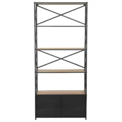 Étagère Armoire Meuble Design Bibliothèque Bois De Sapin Massif Et Acier 180 Cm 2702054/2 -Pas Cher Mobiliora Magasin bibliotheque vitrine et etagere 12656171