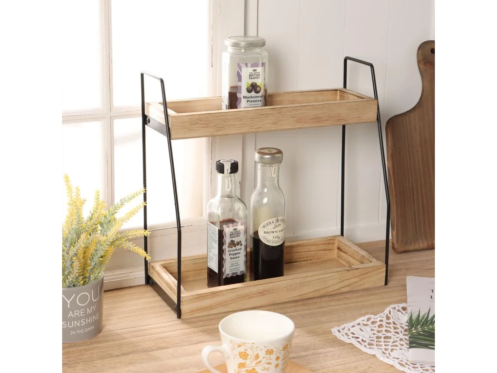 Étagère Murale Artur à 2 Niveaux, Bois De Paulownia 4 Étagère Murale Artur à 2 Niveaux, Bois De Paulownia – Image 2