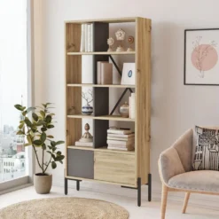 Étagère Pour Livres 100% Panneaux De Particules Couleur Fieltro Blanc 79,6x160x25,5 -Pas Cher Mobiliora Magasin bibliotheque vitrine et etagere 13048973