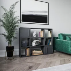 Étagère Pour Livres 100% Panneaux De Particules Couleur Anthracite 120x25x93,6 -Pas Cher Mobiliora Magasin bibliotheque vitrine et etagere 13048991