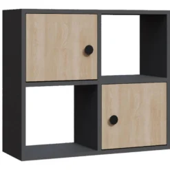 Étagère Pour Livres 100% Panneaux De Particules Couleur Anthracite Chêne. 72x25x62,6
