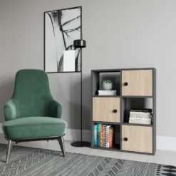 Étagère Pour Livres 100% Panneaux De Particules Couleur Anthracite Chêne 72x25x93 -Pas Cher Mobiliora Magasin bibliotheque vitrine et etagere 13049315