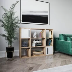 Étagère Pour Livres 100% Panneaux De Particules Couleur Chêne Blanc. 120x25x93,6 -Pas Cher Mobiliora Magasin bibliotheque vitrine et etagere 13049385