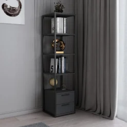 Étagère Pour Livres 100% Panneaux De Particules Couleur Noir Anthracite 39x39x160 -Pas Cher Mobiliora Magasin bibliotheque vitrine et etagere 13049443