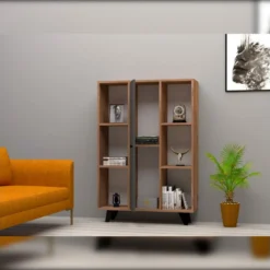 Étagère Pour Livres 100% Panneaux De Particules Couleur Atlantic Pino Anthracite. 90x120x29,6 -Pas Cher Mobiliora Magasin bibliotheque vitrine et etagere 13049569