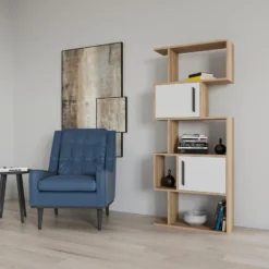 Étagère Pour Livres 100% Panneaux De Particules Couleur Chêne Blanc. 72x25x171,8 -Pas Cher Mobiliora Magasin bibliotheque vitrine et etagere 13049655