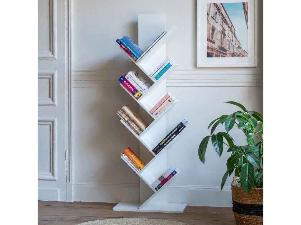 Bibliothèque 8 étagères Inclinées Blanche SIMONE - HAPPY GARDEN 3 Bibliothèque 8 étagères Inclinées Blanche SIMONE - HAPPY GARDEN