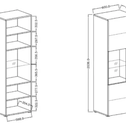 Vitrine Design Avec LED Intégrée Collection BREDA Coloris Chêne. -Pas Cher Mobiliora Magasin bibliotheque vitrine et etagere 8926569