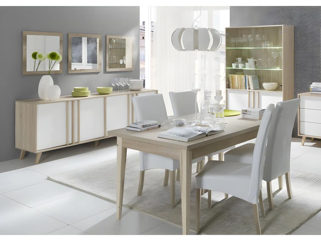 Vitrine, Vaisselier, Argentier MALMO Grand Modèle + LED. Meuble Type SCANDINAVE Idéal Pour Votre Salle à Manger 5 Vitrine, Vaisselier, Argentier MALMO Grand Modèle + LED. Meuble Type SCANDINAVE Idéal Pour Votre Salle à Manger – Image 3