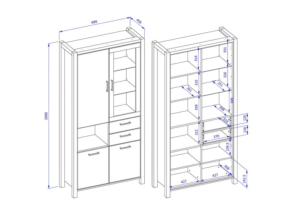 Vitrine Haute XL Collection BOWIE. Couleur Chêne Et Noir. LED Incluses 7 Vitrine Haute XL Collection BOWIE. Couleur Chêne Et Noir. LED Incluses – Image 5