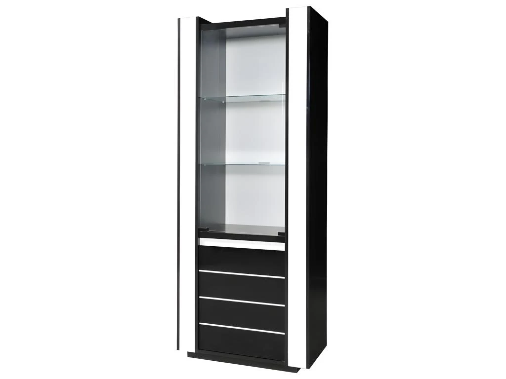 Vitrine Petit Modèle LINA Noire Et Blanche Brillante Avec LED 4 Vitrine Petit Modèle LINA Noire Et Blanche Brillante Avec LED – Image 2