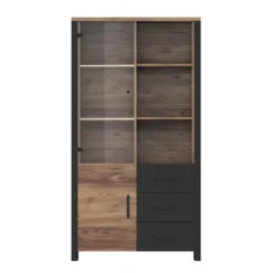 Vitrine Large Design Collection DARWIN. Couleur épicéa Et Noir. 2 Portes, 3 Tiroirs, 3 Niches 9 Vitrine Large Design Collection DARWIN. Couleur épicéa Et Noir. 2 Portes, 3 Tiroirs, 3 Niches -Pas Cher Mobiliora Magasin bibliotheque vitrine et etagere 8926887