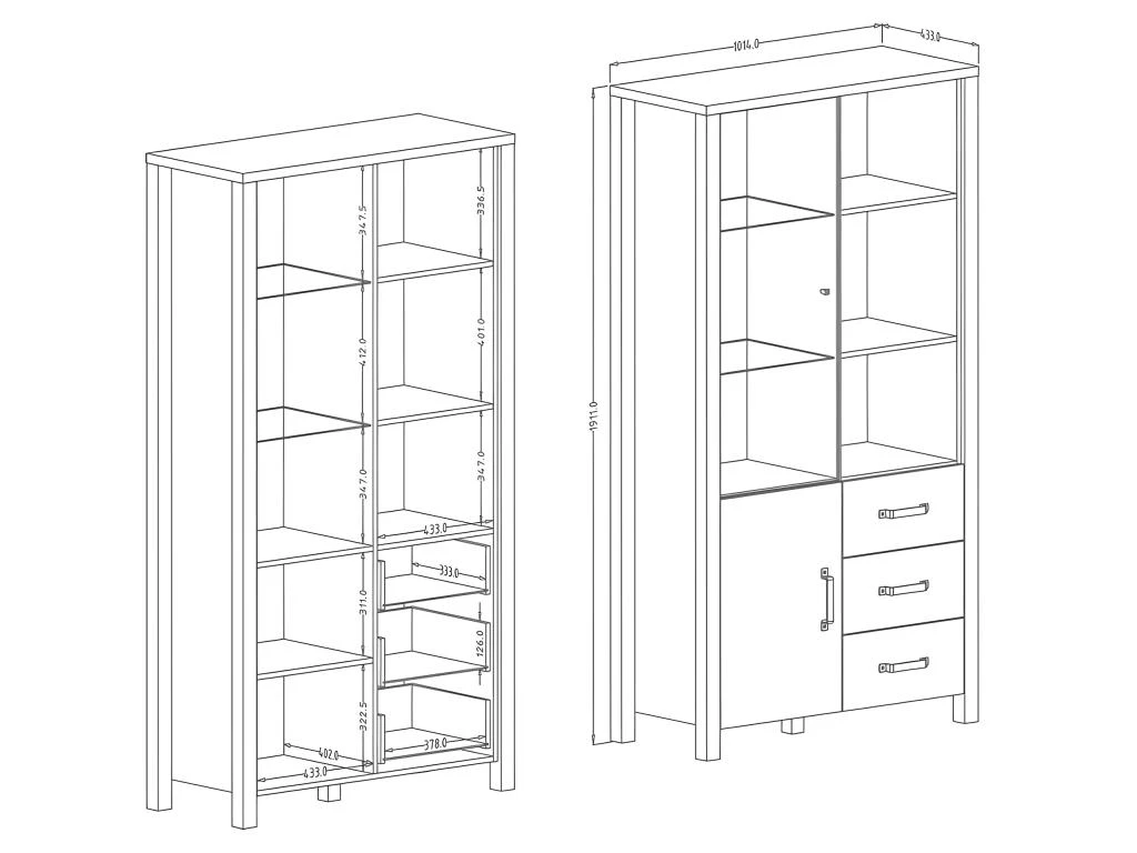 Vitrine Large Design Collection DARWIN. Couleur épicéa Et Noir. 2 Portes, 3 Tiroirs, 3 Niches 7 Vitrine Large Design Collection DARWIN. Couleur épicéa Et Noir. 2 Portes, 3 Tiroirs, 3 Niches – Image 5