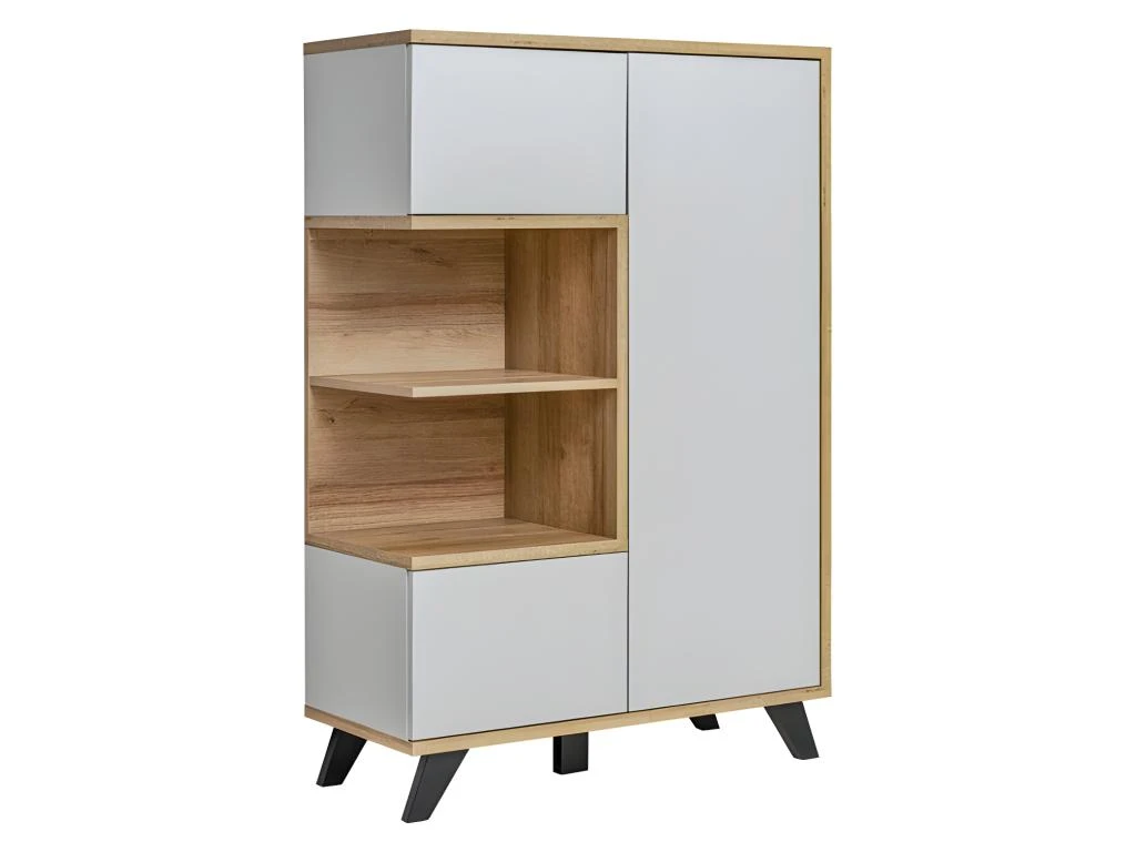 Vitrine Basse Collection CORDOBA 3 Portes Avec 2 Niches Apparentes. Coloris Gris Et Bois. Meuble Design 3 Vitrine Basse Collection CORDOBA 3 Portes Avec 2 Niches Apparentes. Coloris Gris Et Bois. Meuble Design