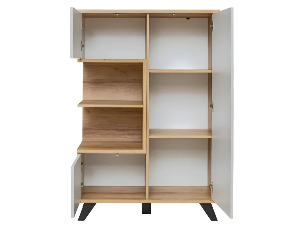 Vitrine Basse Collection CORDOBA 3 Portes Avec 2 Niches Apparentes. Coloris Gris Et Bois. Meuble Design 4 Vitrine Basse Collection CORDOBA 3 Portes Avec 2 Niches Apparentes. Coloris Gris Et Bois. Meuble Design – Image 2