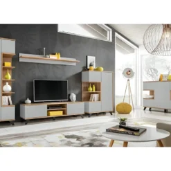 Vitrine Basse Collection CORDOBA 3 Portes Avec 2 Niches Apparentes. Coloris Gris Et Bois. Meuble Design 9 Vitrine Basse Collection CORDOBA 3 Portes Avec 2 Niches Apparentes. Coloris Gris Et Bois. Meuble Design -Pas Cher Mobiliora Magasin bibliotheque vitrine et etagere 8926905