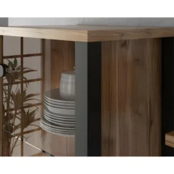 Vitrine Haute Design, 2 Portes Collection DARWIN. Couleur épicéa Et Noir. 10 Vitrine Haute Design, 2 Portes Collection DARWIN. Couleur épicéa Et Noir. -Pas Cher Mobiliora Magasin bibliotheque vitrine et etagere 8927149